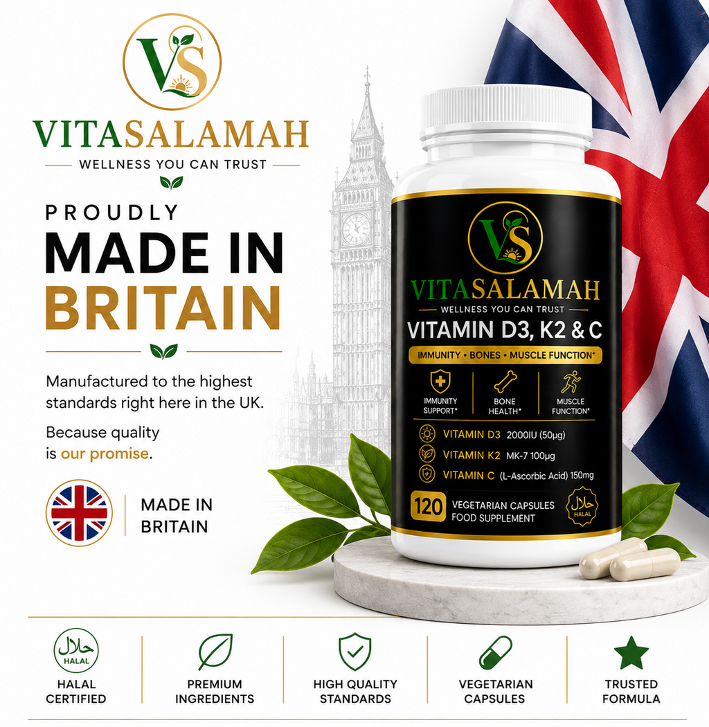 VitaSalamah Vitamin D3, K2 & C – 120 Vegetarian Capsules