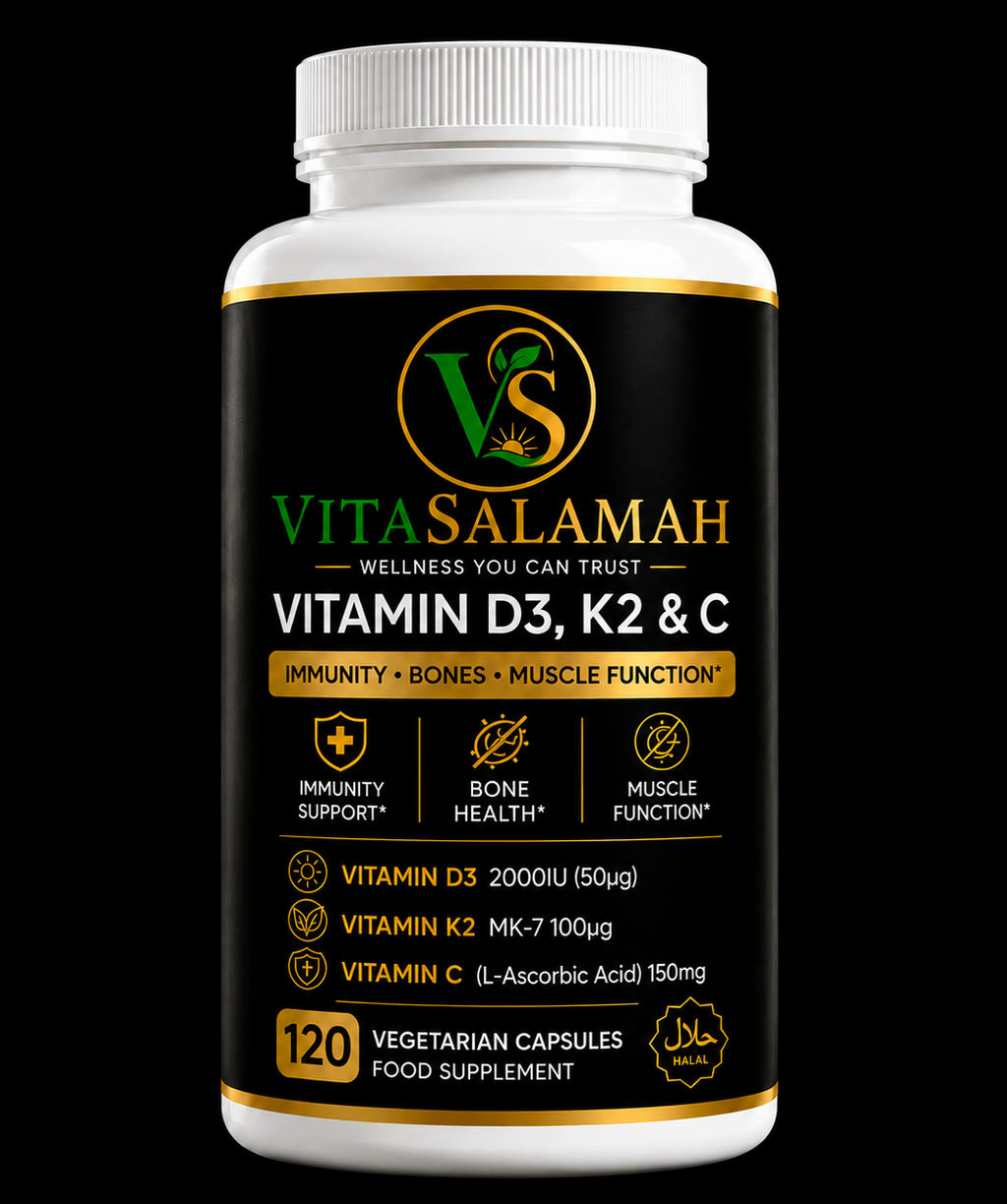 VitaSalamah Vitamin D3, K2 & C – 120 Vegetarian Capsules