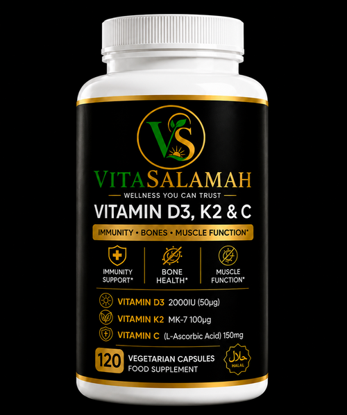 VitaSalamah Vitamin D3, K2 & C – 120 Vegetarian Capsules
